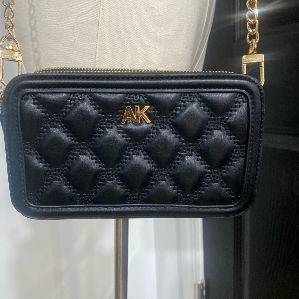 Anne Klein  Black Crossbody Bag with Gold Hardware